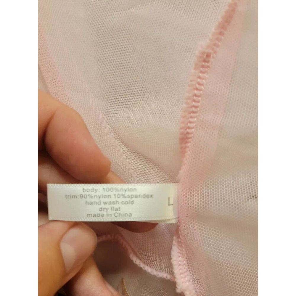 With Love Lilly Pink Sheer Flower embroidery Cuff Size Large Robe - Picture 6 of 6